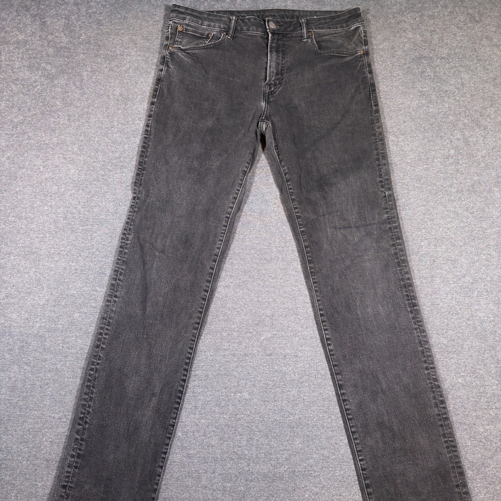 American Eagle Slim Straight Jeans Mens 34x36 Black Stretch Denim Grunge Punk